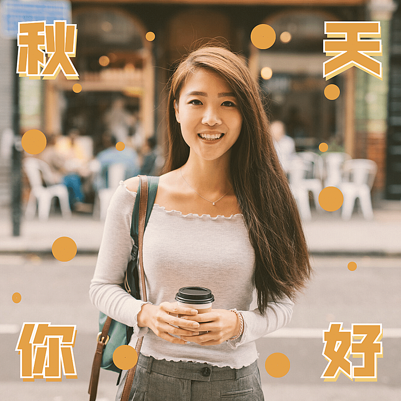 简约圆点秋天你好晒照plog
