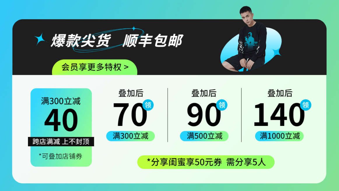 潮酷男装新势力周海报banner预览效果