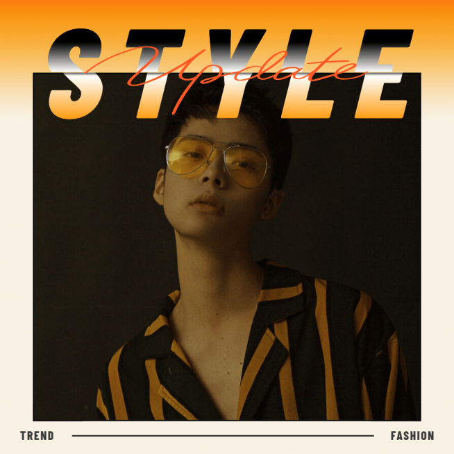 简约纯色边框英文男性晒照预览效果