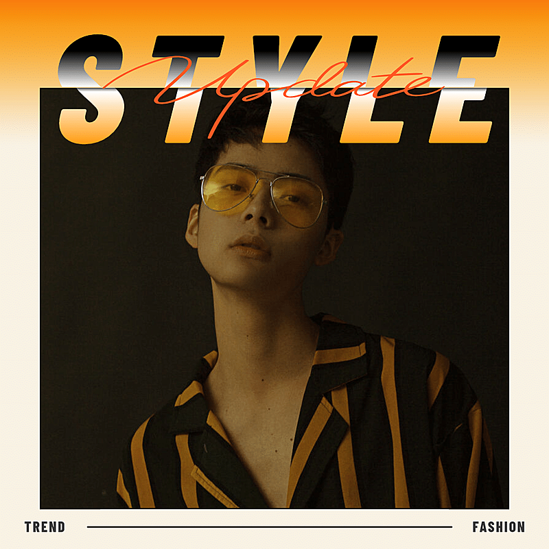 简约纯色边框英文男性晒照