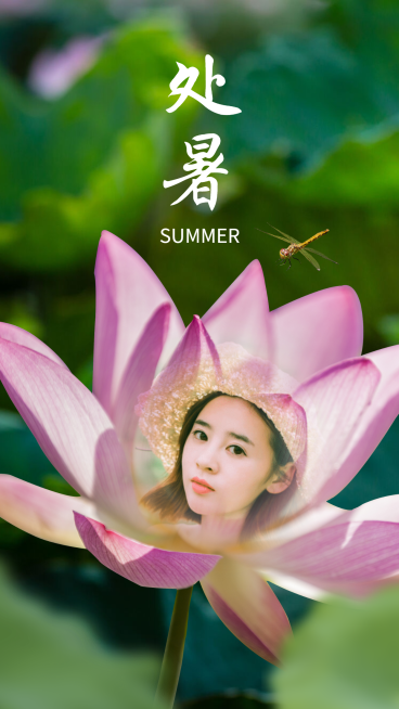 处暑唯美莲花融图晒照实景合成预览效果