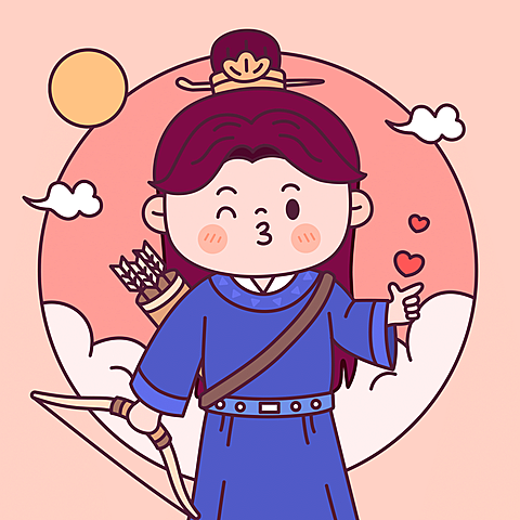 手绘可爱中秋节情侣头像