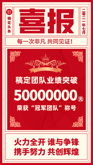 微商团队喜报剪纸风喜庆业绩突破预览效果