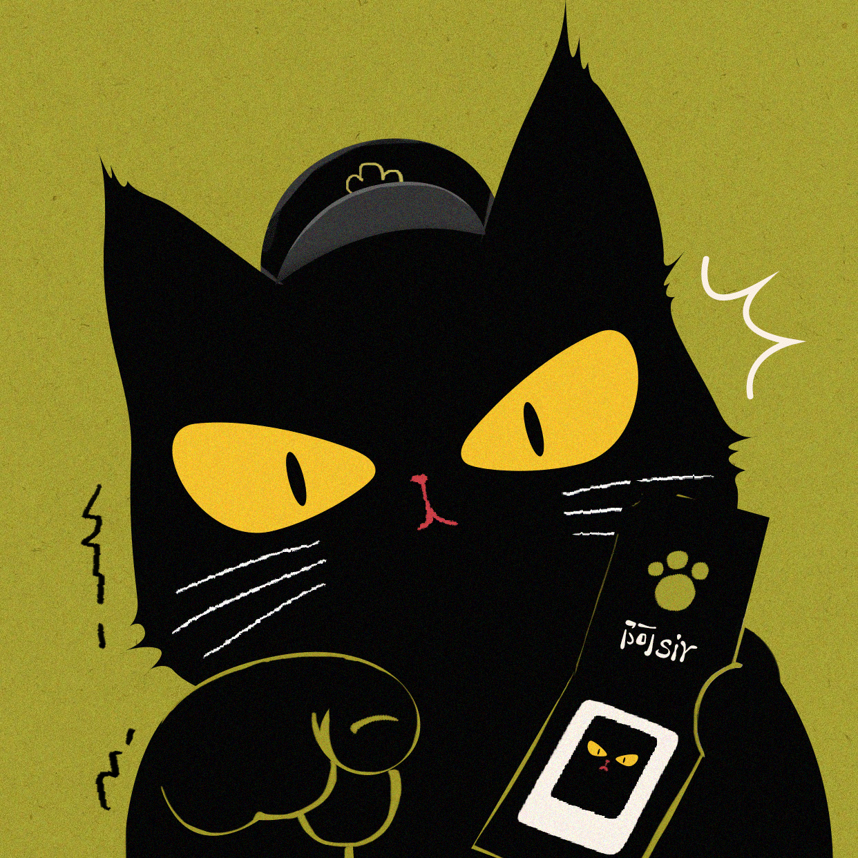 可爱黑色猫咪情侣微信头像