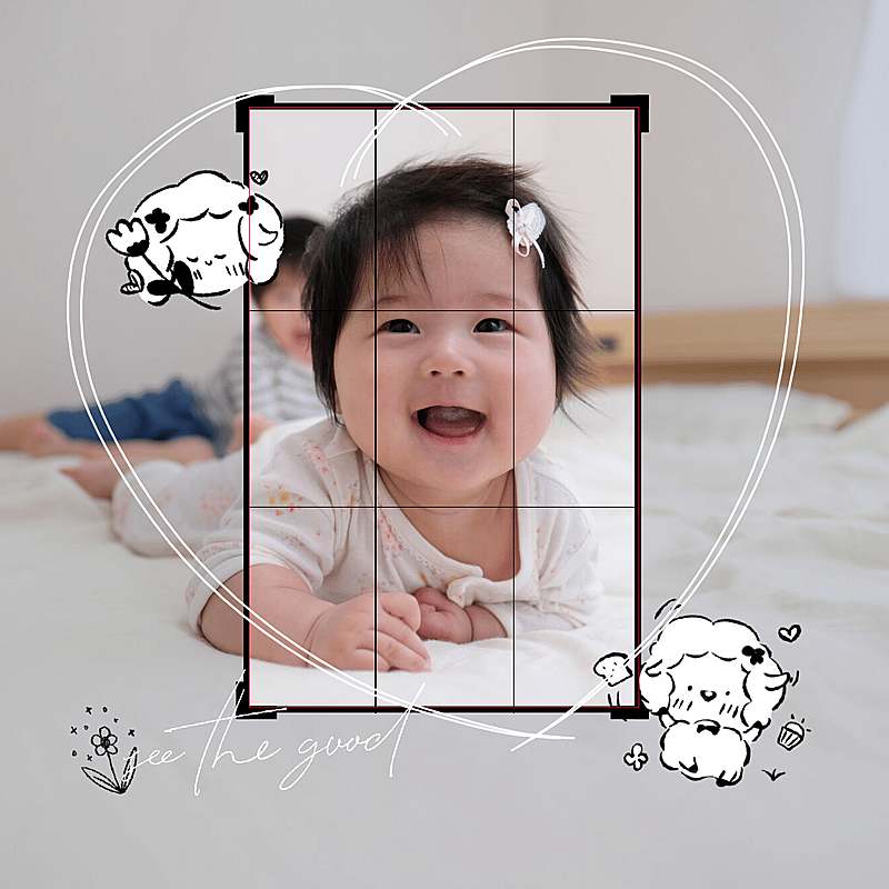 晒照创意裁剪框手绘小羊plog