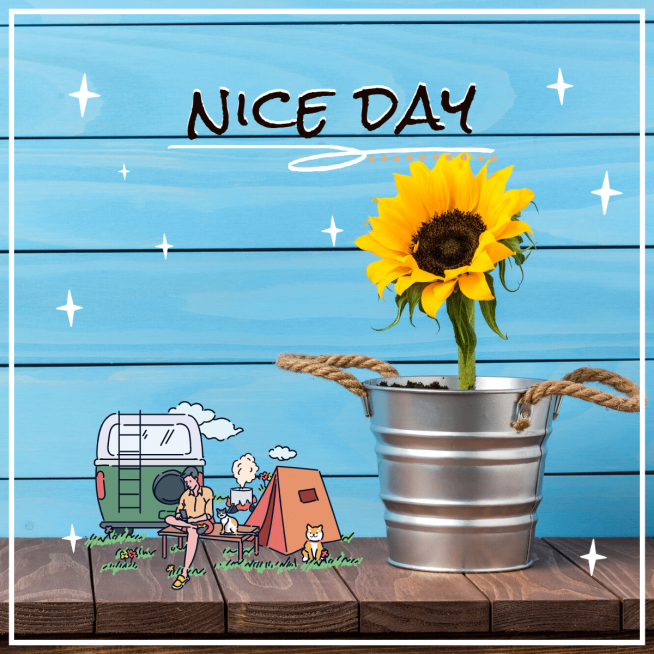 创意晒照手绘卡通实景结合向日葵预览效果