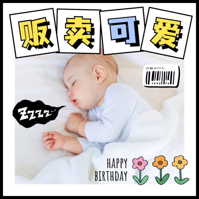 简约小花边框萌娃晒照plog预览效果