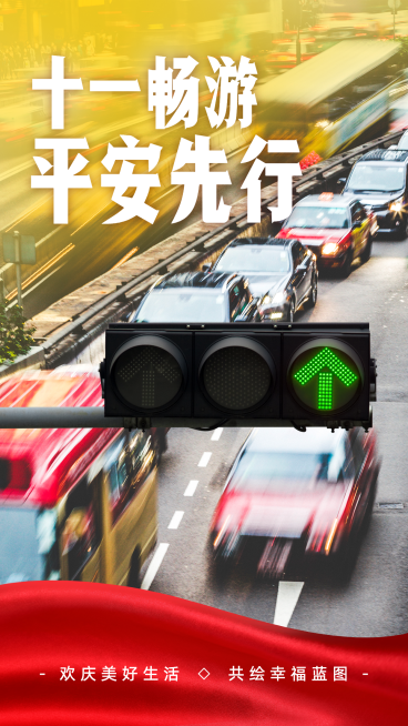 十一国庆节日出行安全手机海报预览效果