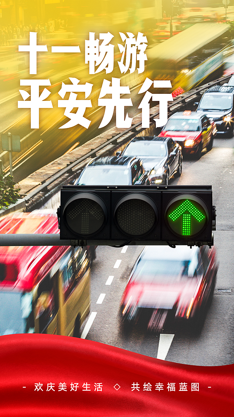 十一国庆节日出行安全手机海报