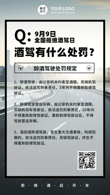 全国拒绝酒驾日知识科普实景手机海报预览效果
