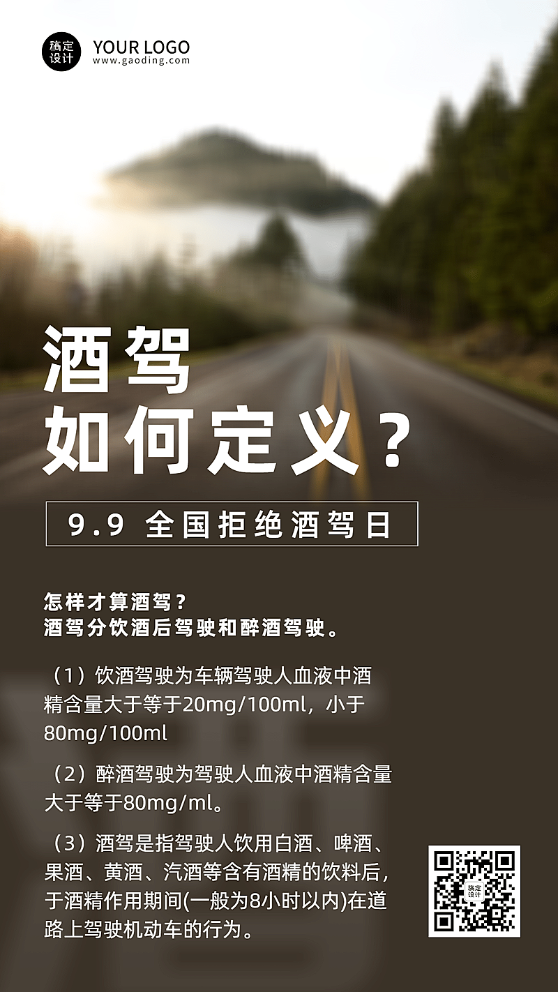 全国拒绝酒驾日知识科普实景手机海报