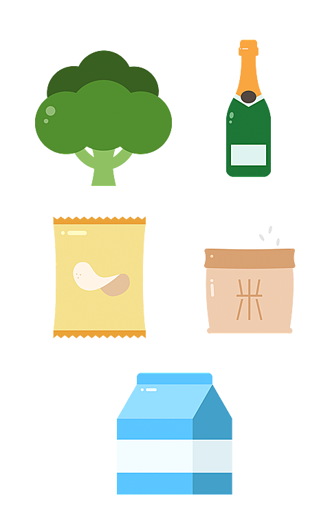 手绘电商食品元素组合海报