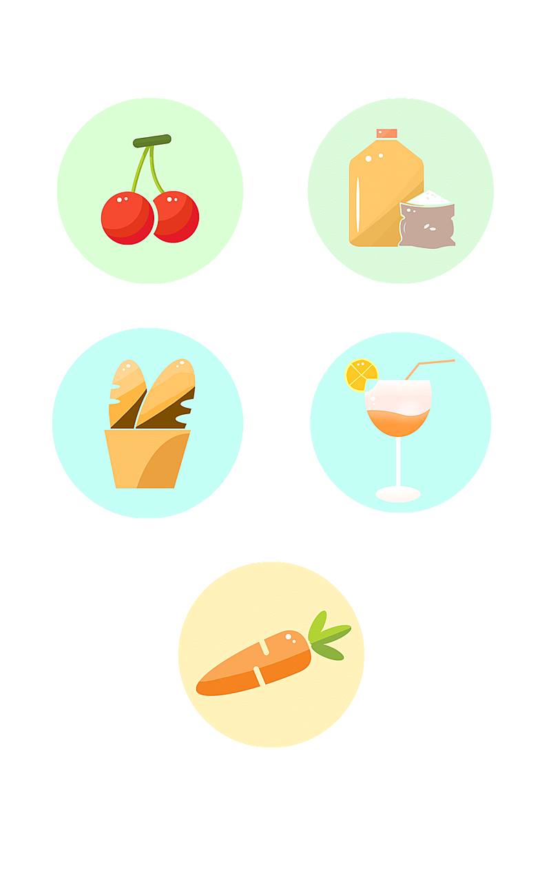 手绘电商食品元素组合海报