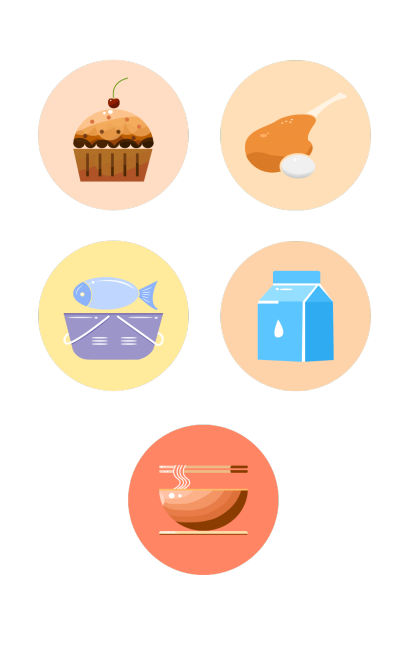 手绘电商食品元素组合海报预览效果