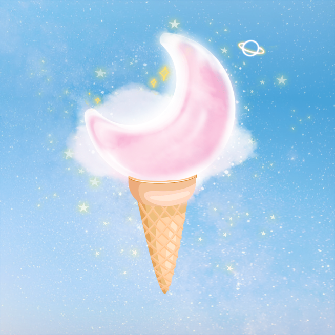 手绘月亮冰淇淋中秋节朋友圈封面预览效果