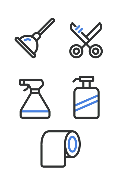 电商清洁工具厕所用品元素组合海报预览效果