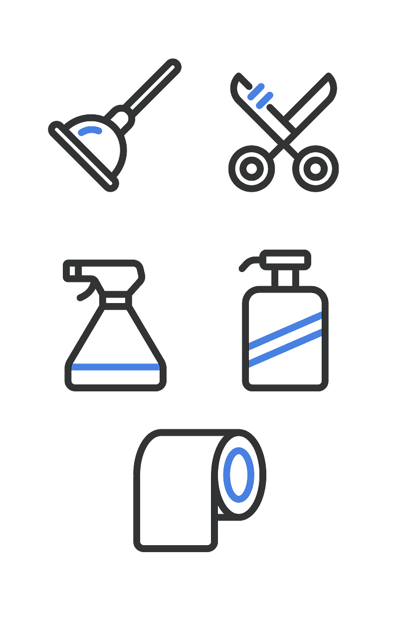 电商清洁工具厕所用品元素组合海报