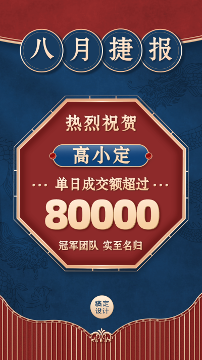 微商团队喜报八月捷报中国风