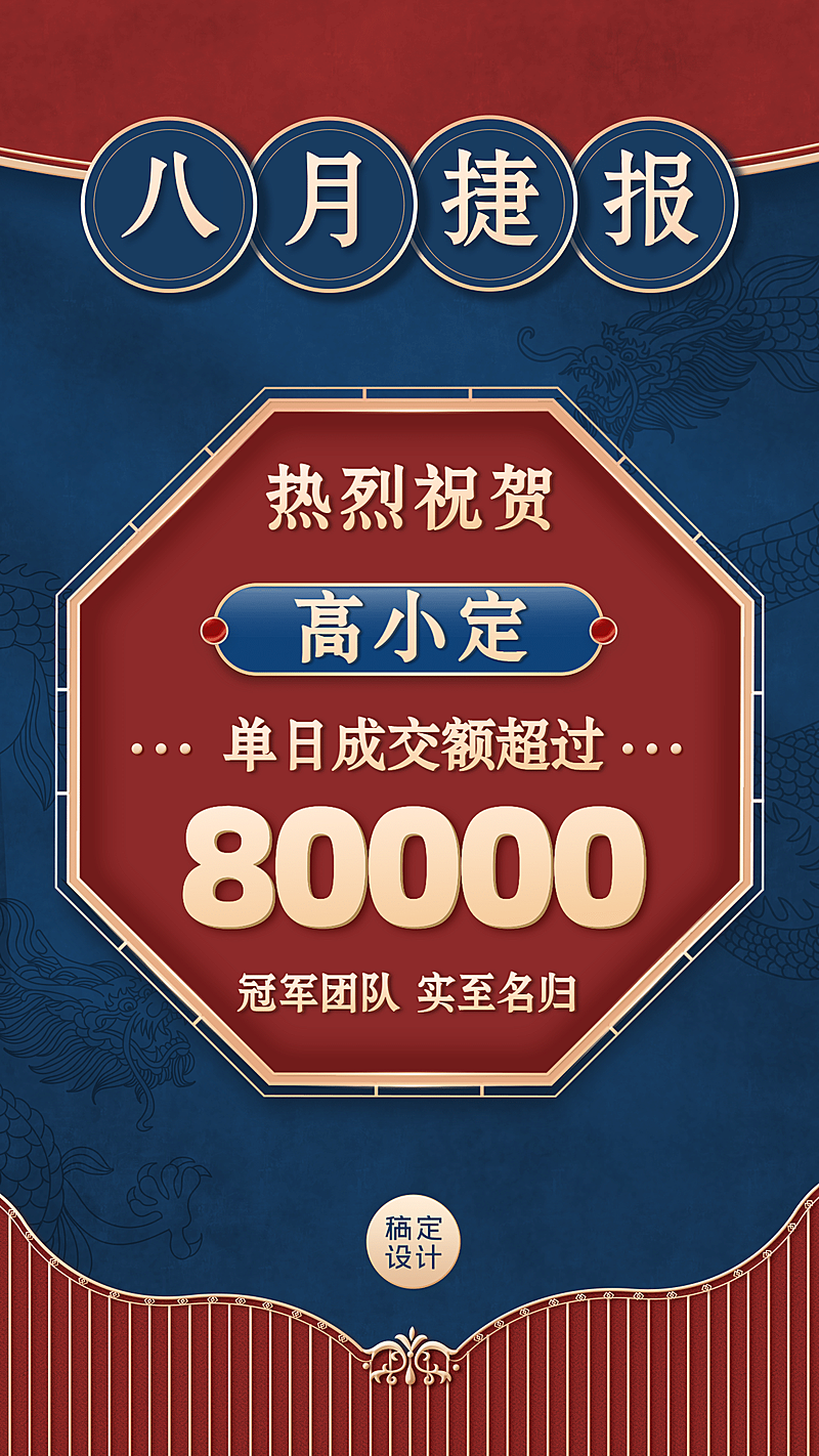 微商团队喜报八月捷报中国风
