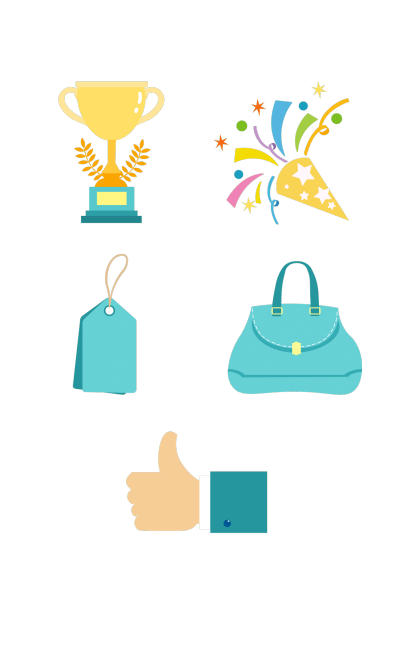 手绘电商购物元素组合海报预览效果