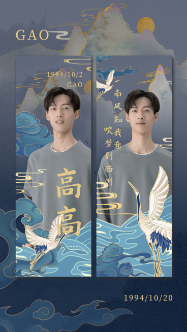 国潮风明星宣传竖版手幅娱乐应援预览效果