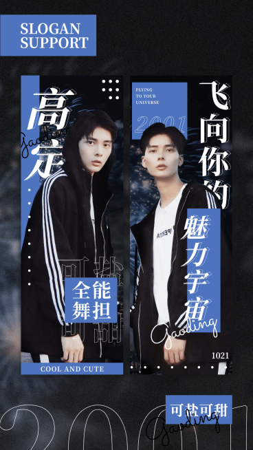 现代潮酷色块竖版应援手幅预览海报预览效果