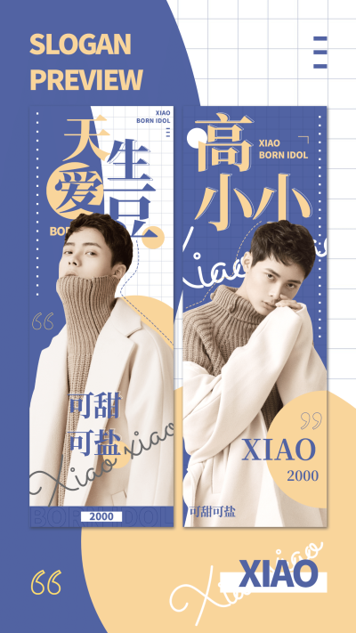 大字色块拼接竖版应援手幅预览海报