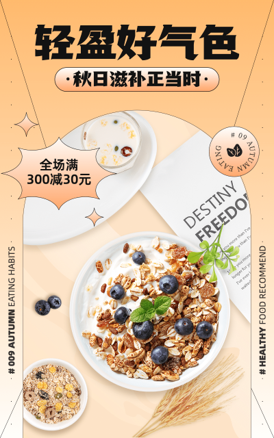 网红风食品冲饮代餐粉麦片海报