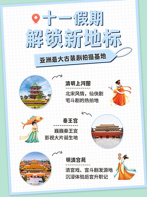 国庆节旅游手帐风小红书封面配图