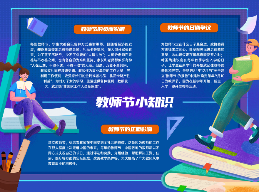 教师节知识科普手绘卡通手抄报预览效果