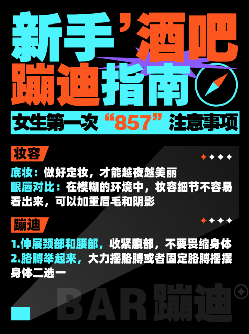 潮酷风荧光酒吧攻略小红书封面配图预览效果