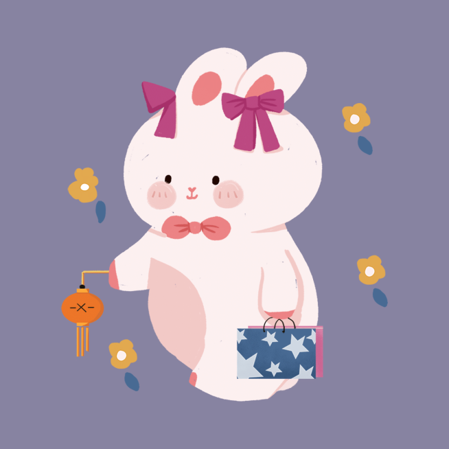 中秋节可爱手绘兔子头像预览效果