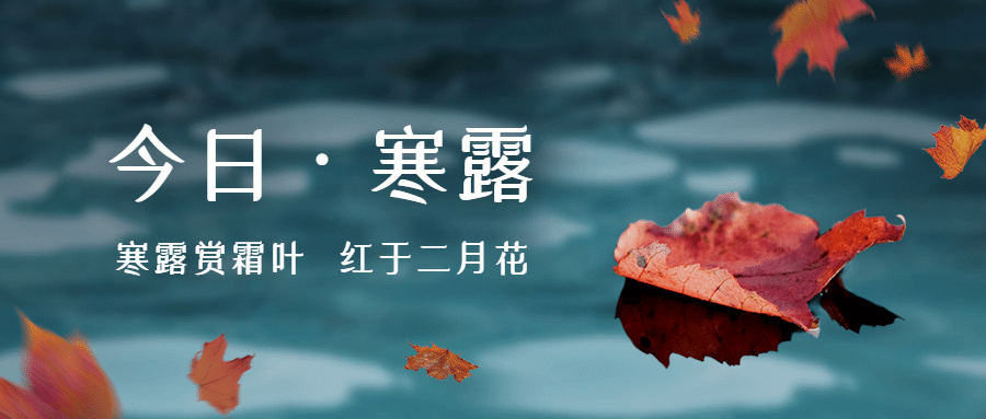 寒露节气祝福枫叶实景湖泊首图预览效果