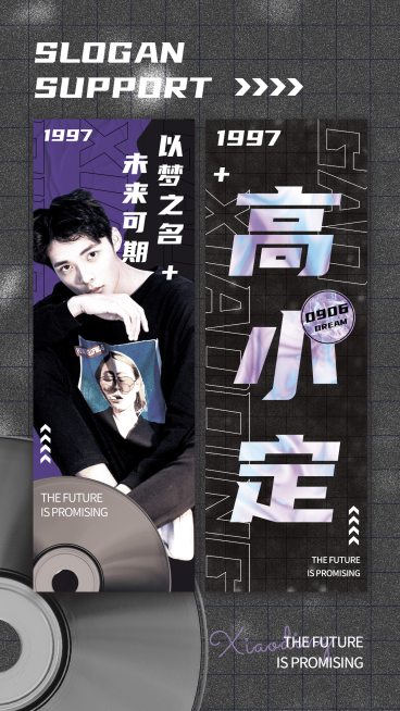 时尚镭射风竖版应援手幅预览海报预览效果