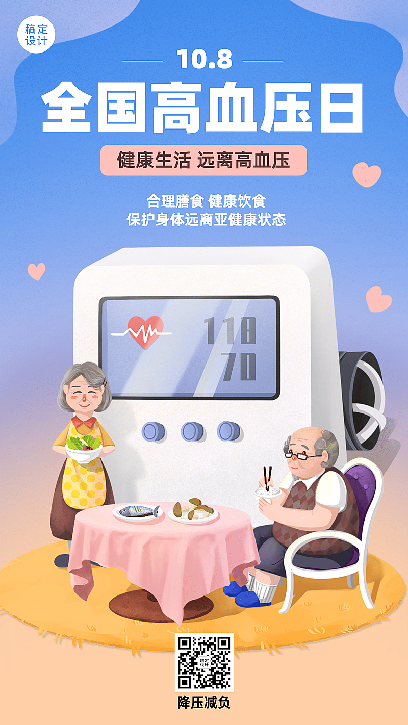 全国高血压日关注健康实景海报