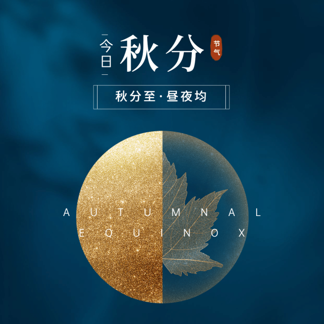通用秋分节气昼夜均方形海报预览效果