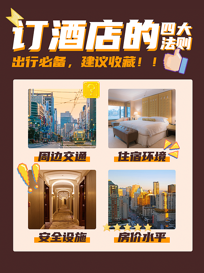 旅游酒店民宿攻略拼图小红书封面