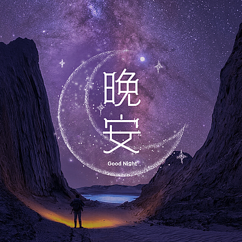 唯美晚安日签方形海报