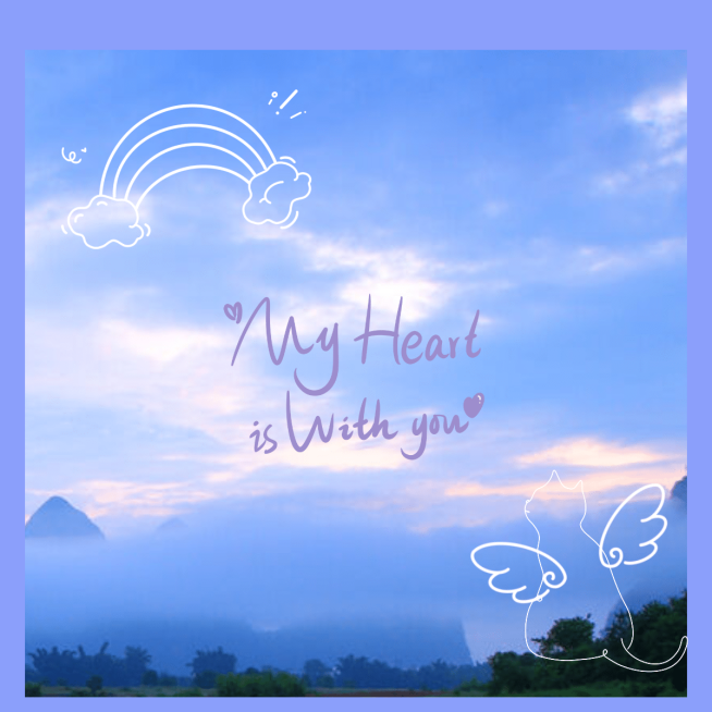 简约清新线条彩虹猫咪英文plog晒照预览效果