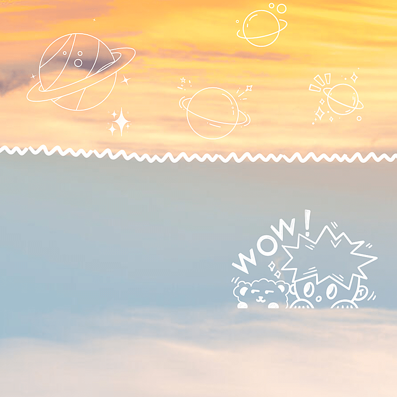 简约清新手绘小男孩星球晒照plog