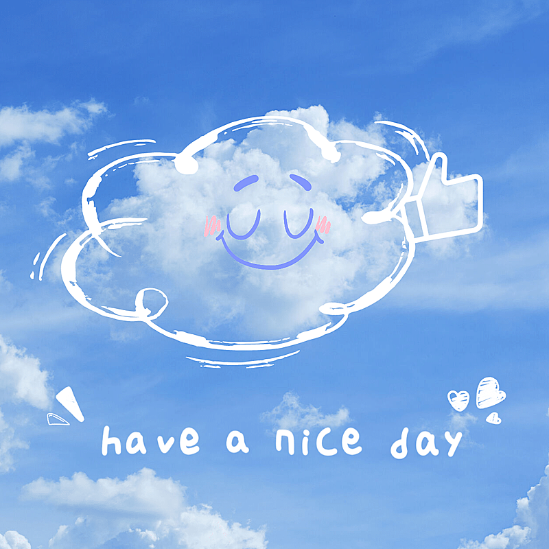 手绘线条云朵英文晒照plog