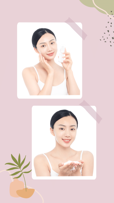 简约清新ins风拼图晒照双图框