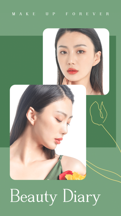 简约清新ins风线条拼图晒照2图框