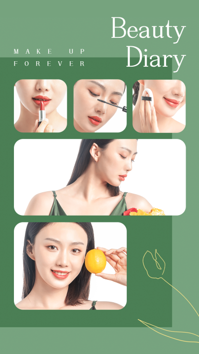 简约清新ins风线条拼图晒照5图框