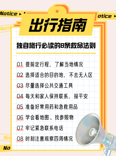 旅游出行指南通知简约小红书封面预览效果