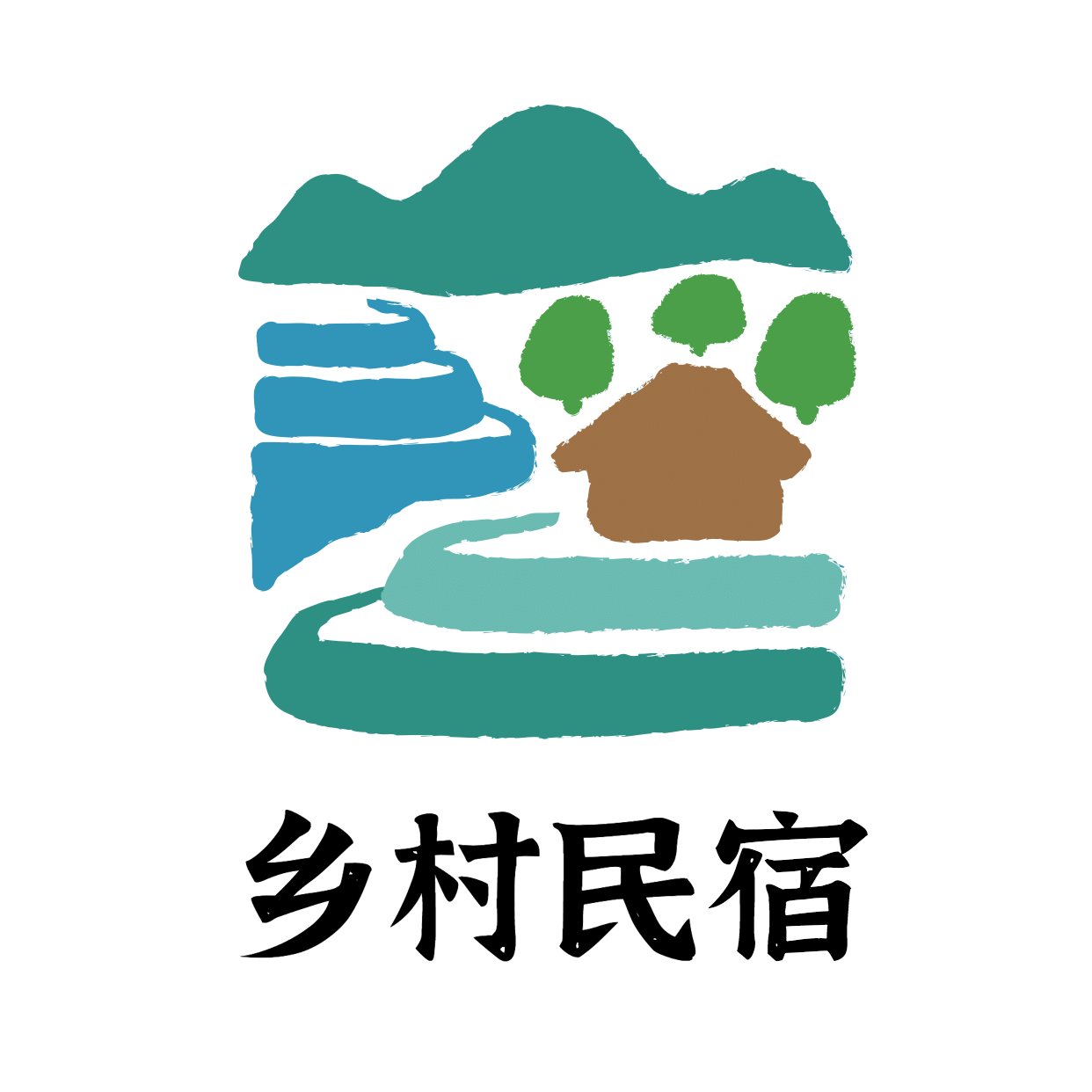 旅游乡村民宿酒店简约手绘logo头像预览效果