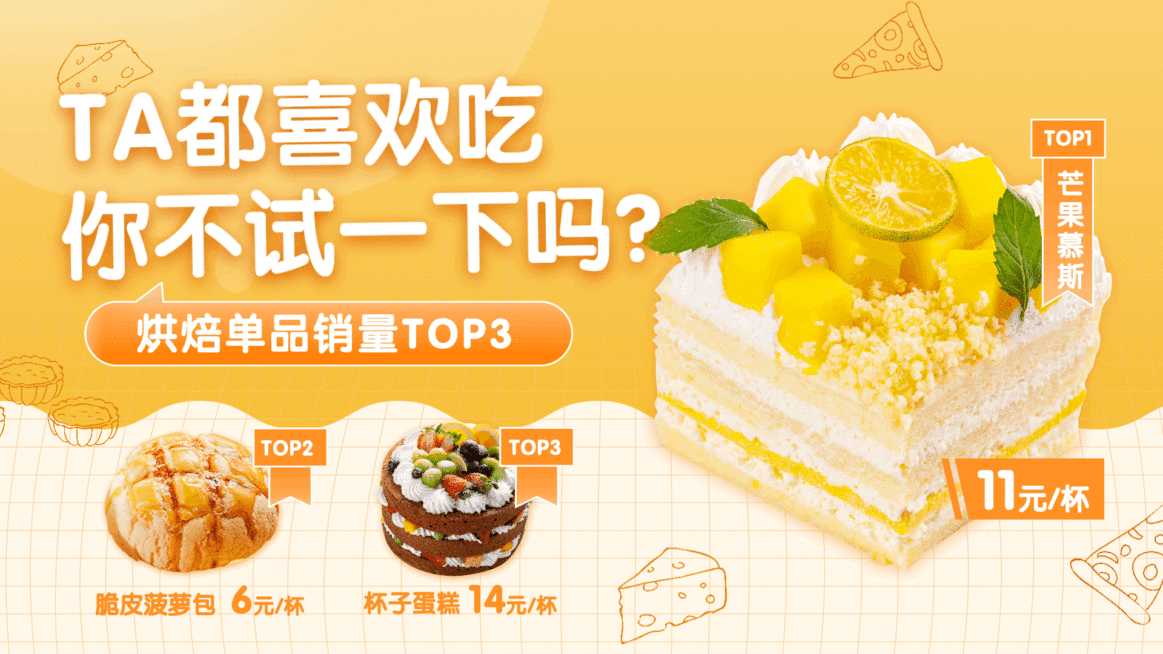 烘培甜品销量排行榜创意电视屏横屏动图预览效果