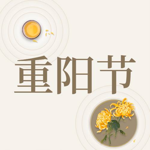 九九重阳节祝福菊花图框简洁中国风公众号次图