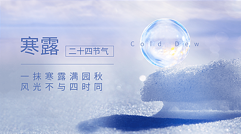 寒露节气祝福问候露珠枫叶横版海报