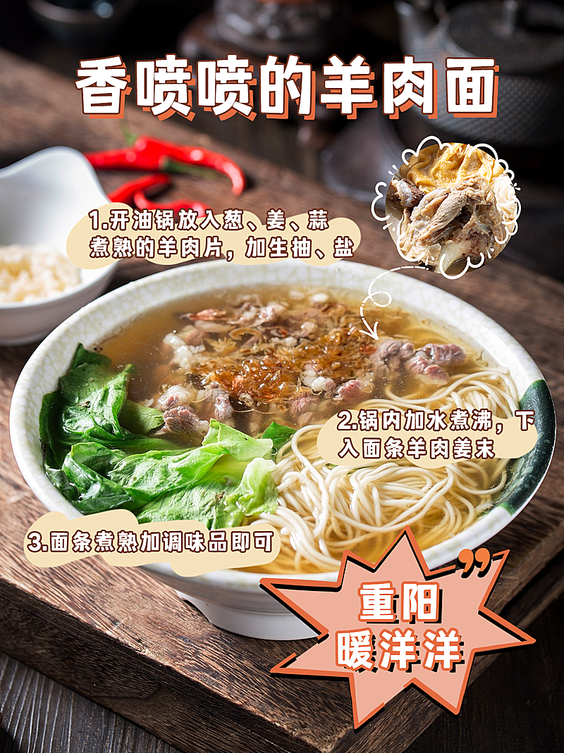 重阳节美食教程照片涂鸦风小红书封面配图